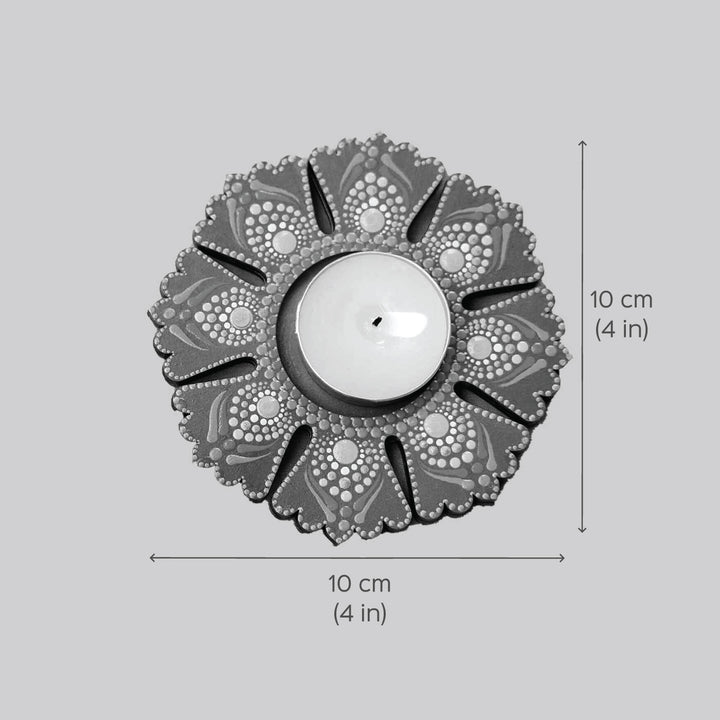 Jharoka Design Dot Art Festive Tealight Holder | Set of 2