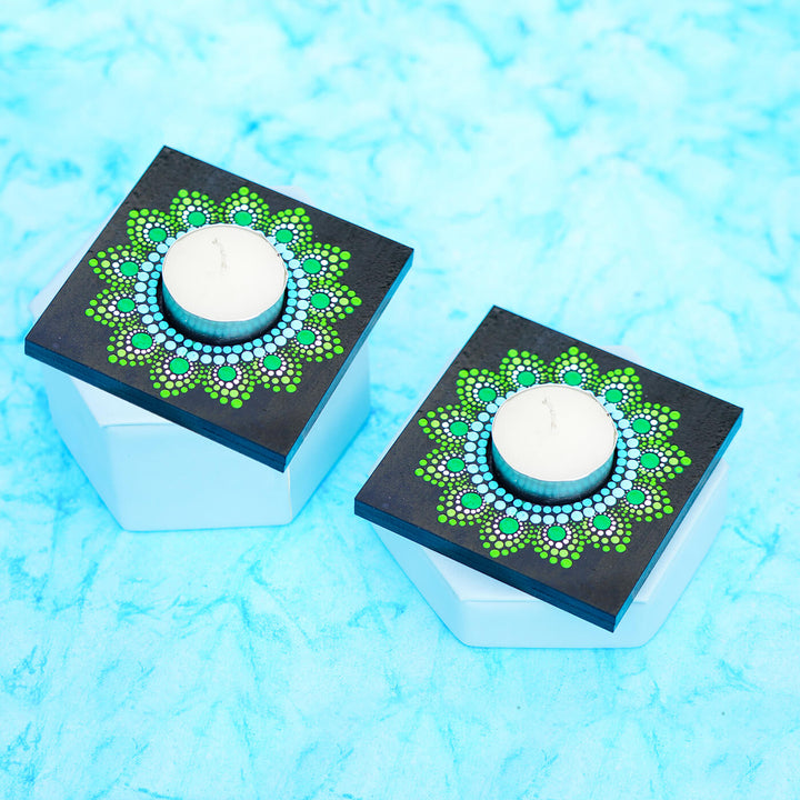 Dot Art Festive MDF Tealight Holder | Set of 2