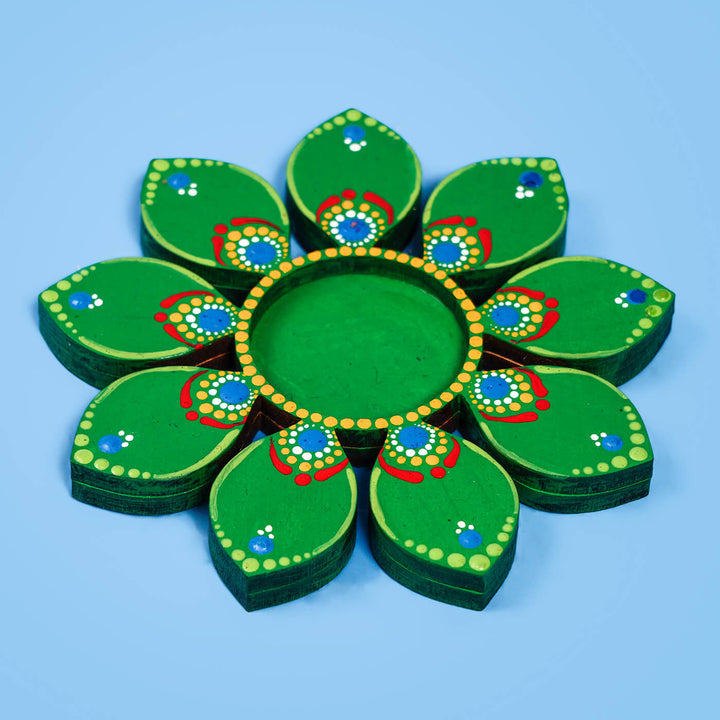 Flower Design Dot Art Festive Tealight Holder | Set of 2