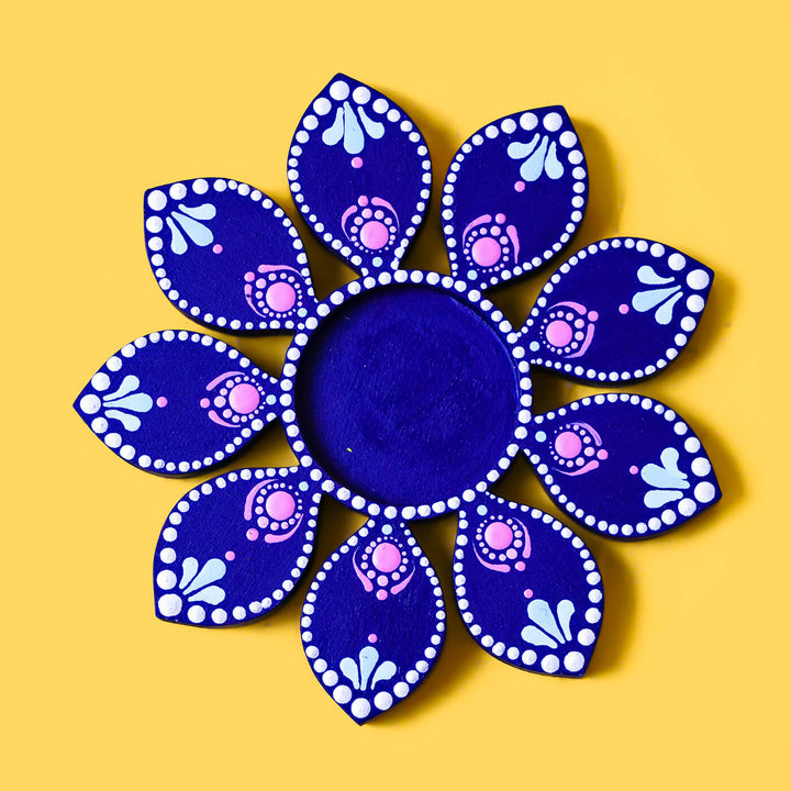 Flower Design Dot Art Festive Tealight Holder | Set of 2