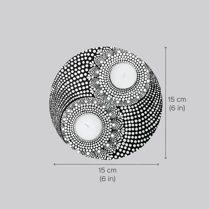 Yin Yang Design Dot Art Festive Tealight Holder | Set of 2