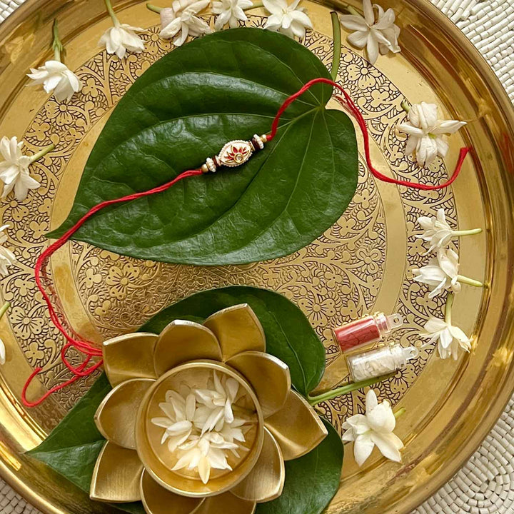 Handcrafted Meenakari "Neerja" Rakhi With Roli Chawal for Brother