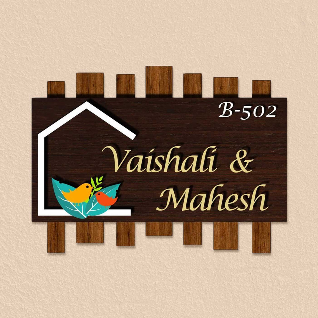 Personalized Nest In The Woods Theme Mdf Wood Name Plate
