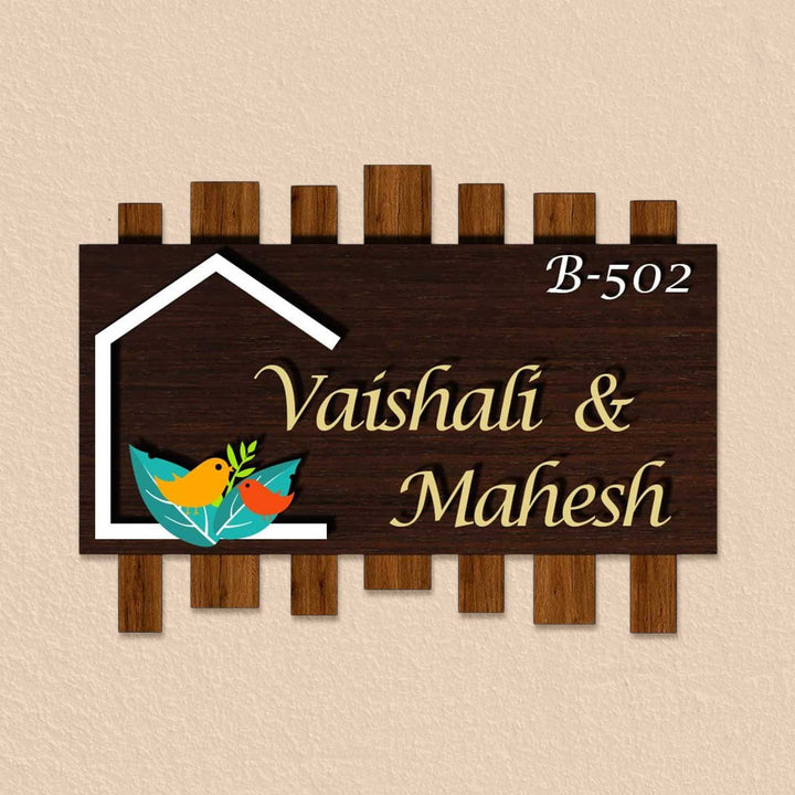 Personalized Nest In The Woods Theme Mdf Wood Name Plate