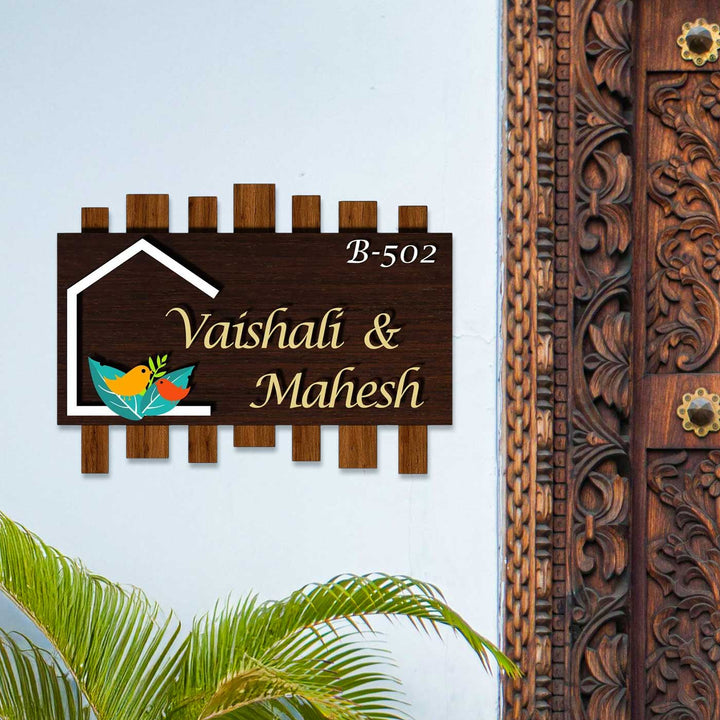 Personalized Nest In The Woods Theme Mdf Wood Name Plate