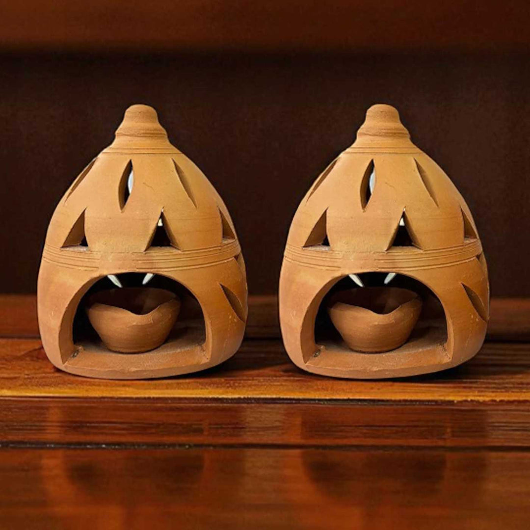 Set Of 2 | Handmade Terracottta Night Light