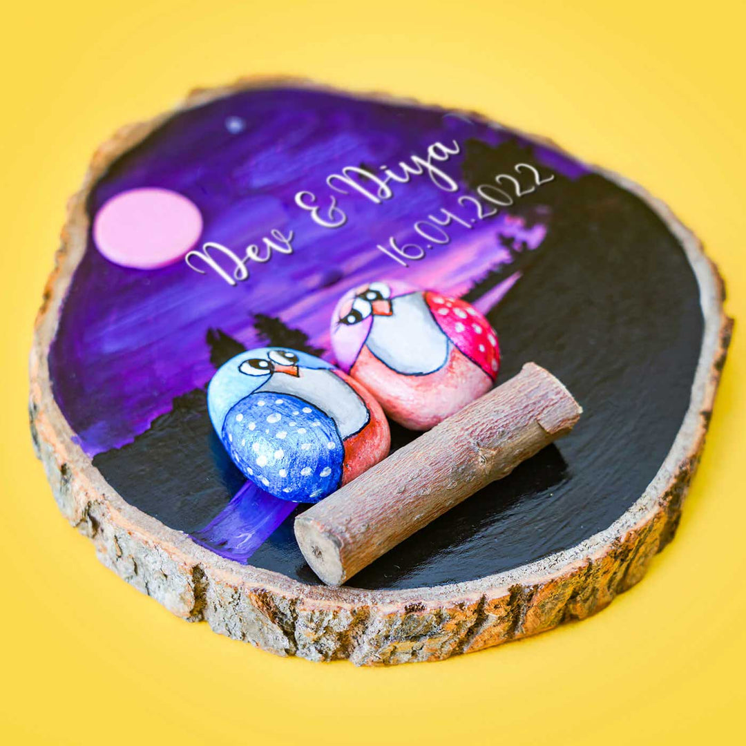 Personalized Pebble Owl Wall Decor for Couples
