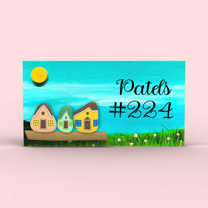 Hand-painted Pebble Art Nameboard For Family Of 3
