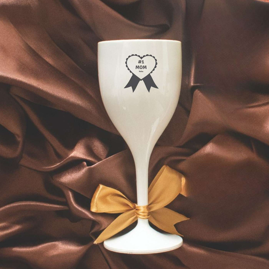 Personalized Handmade Engraved Mom Theme Polycarbonate Wine Glass