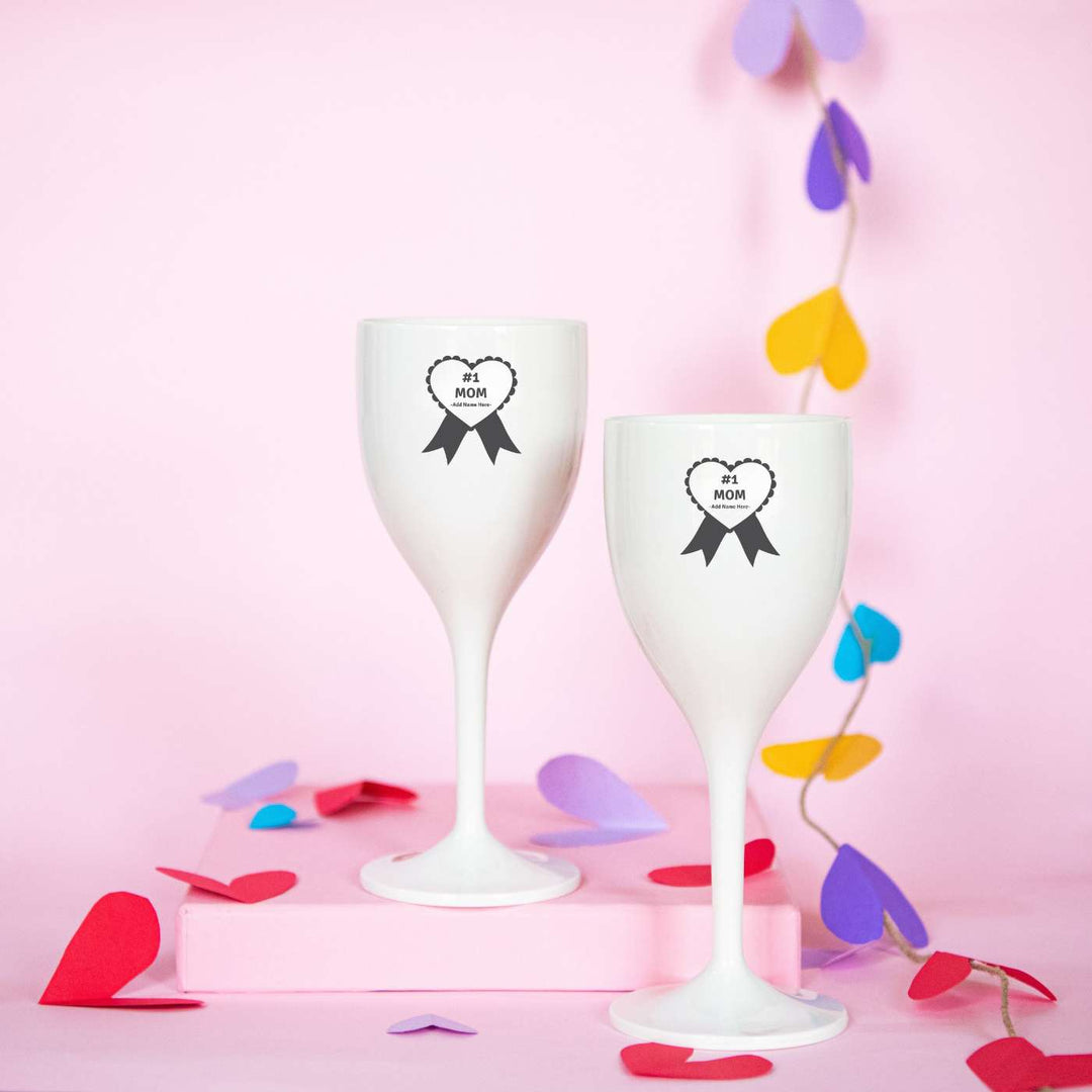 Personalized Handmade Engraved Mom Theme Polycarbonate Wine Glass