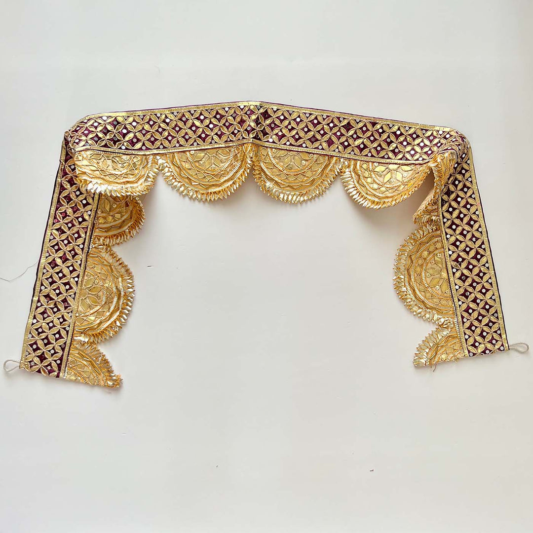 Handmade Gota Patti Golden & Purple Round Geometry Toran