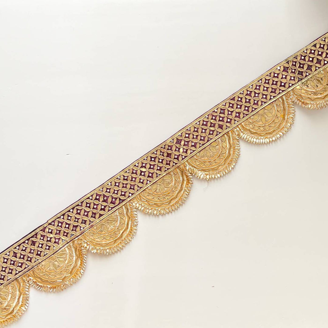 Handmade Gota Patti Golden & Purple Round Geometry Toran