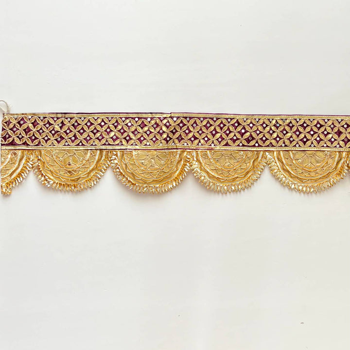 Handmade Gota Patti Golden & Purple Round Geometry Toran
