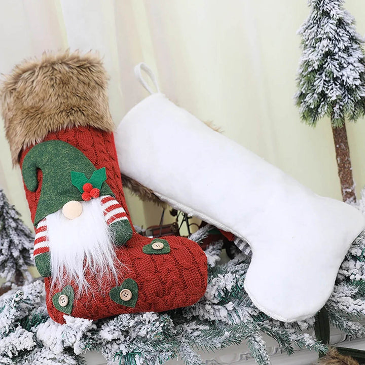 Personalized Handmade Nordic Gnome Berry Red Stocking