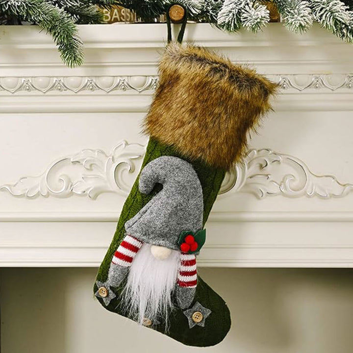 Personalized Handmade Nordic Gnome Evergreen Stocking