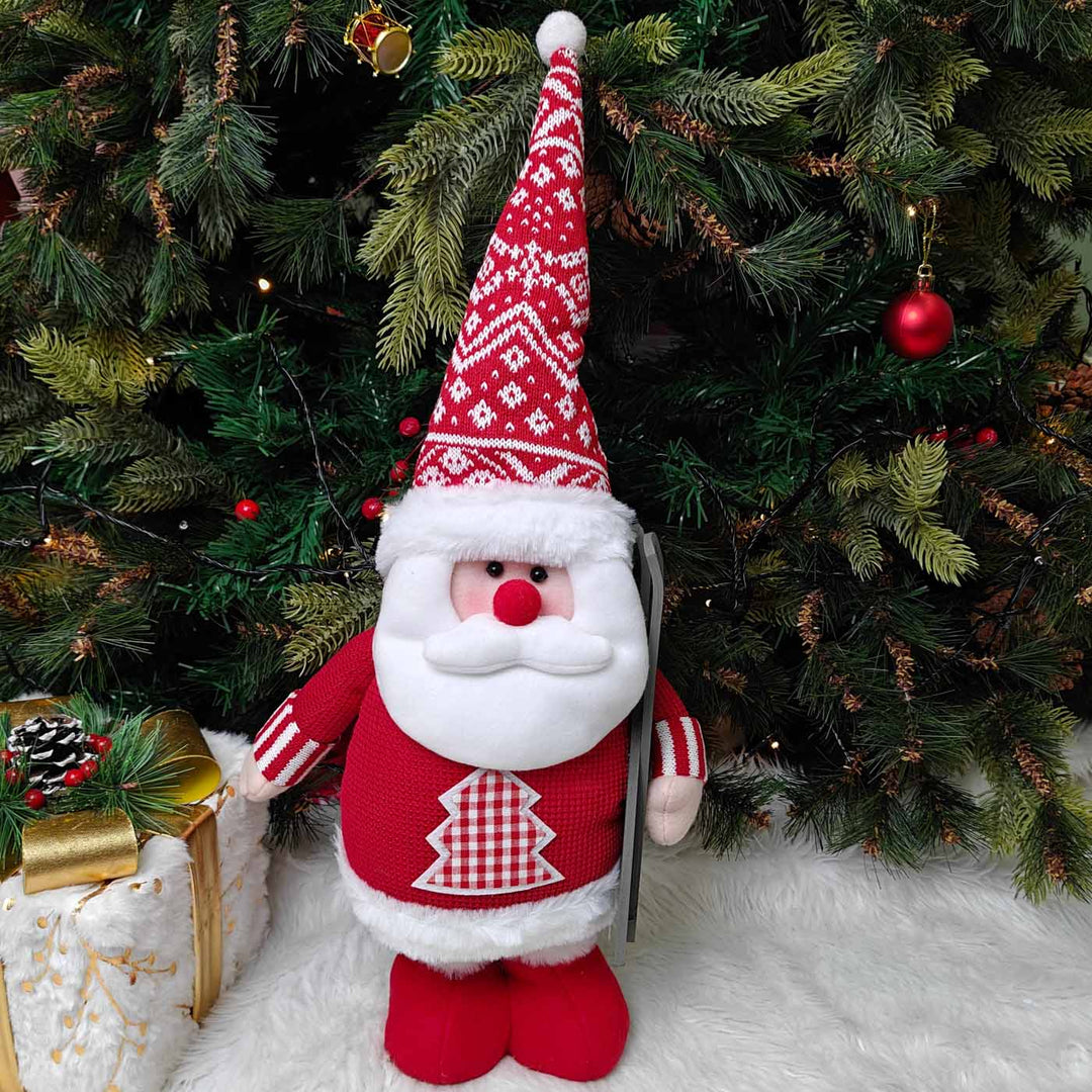 Santa Nordic Holiday Skii Plush Figurine With Extendable Legs