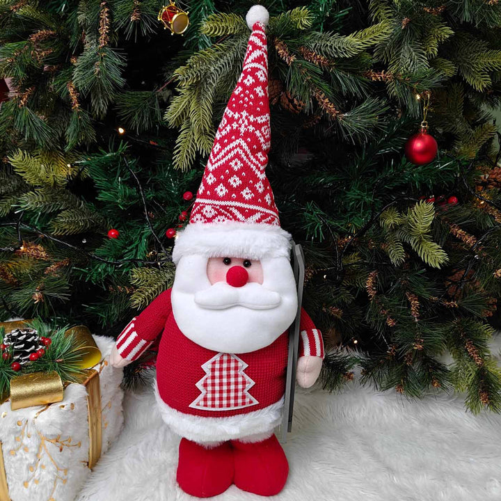 Santa Nordic Holiday Skii Plush Figurine With Extendable Legs