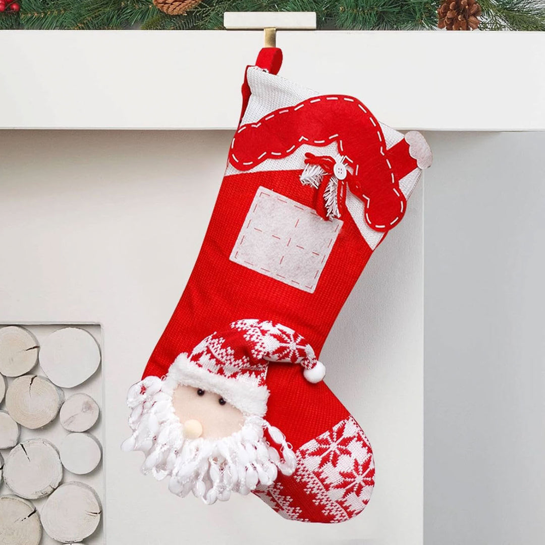 Personalized Handmade Nordic Knit Santa Stocking