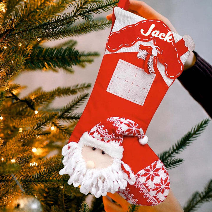 Personalized Handmade Nordic Knit Santa Stocking