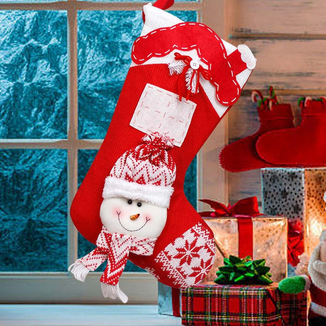 Personalized Handmade Nordic Knit Snowman Stocking