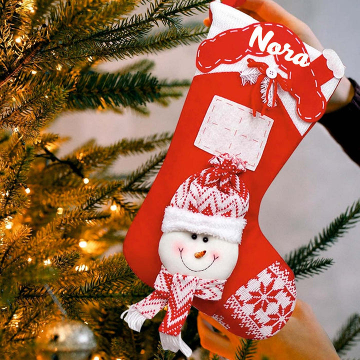 Personalized Handmade Nordic Knit Snowman Stocking