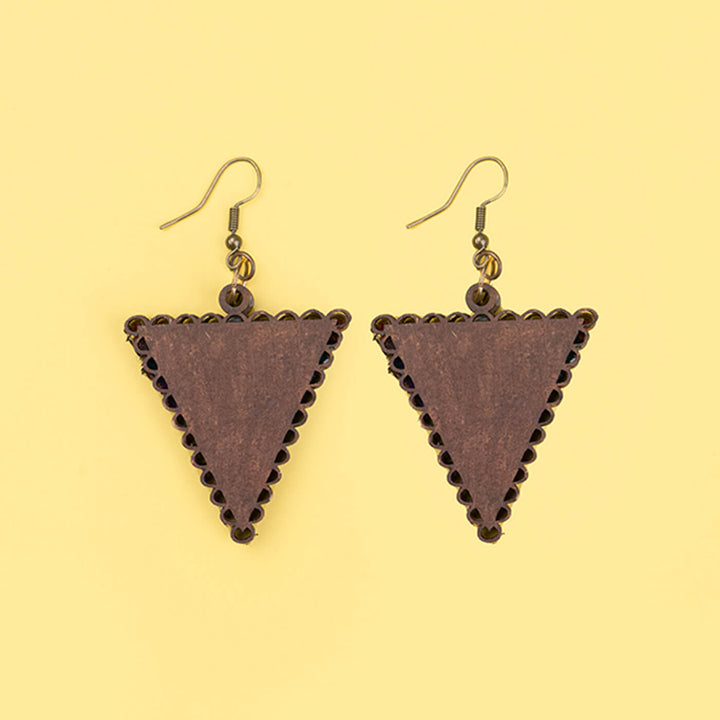 Handcrafted Kantha Fabric Wooden Earrings & Necklace