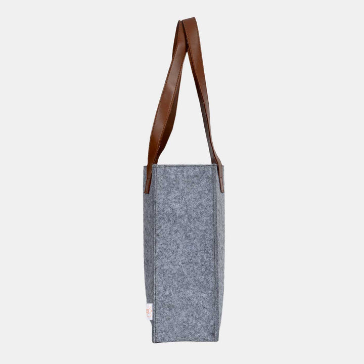 Eco-felt & Vegan Leather Bottle Carrier Bag
