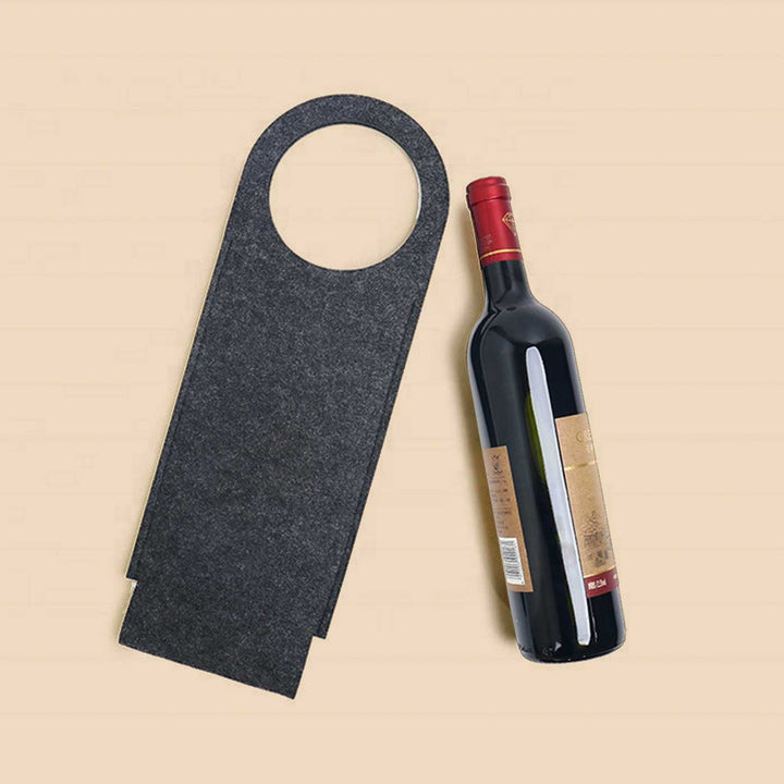 Eco-felt & Vegan Leather Bottle Carrier Bag