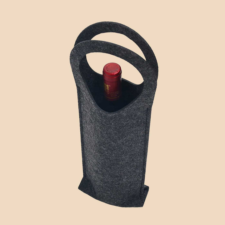 Eco-felt & Vegan Leather Bottle Carrier Bag