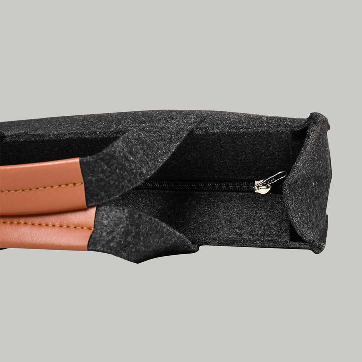Eco-felt & Vegan Leather Carry Bag with Zipper