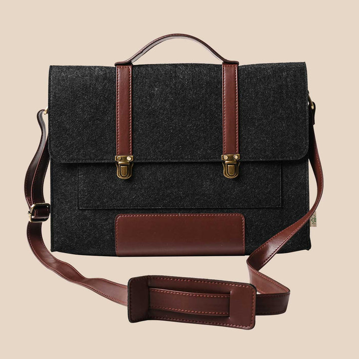 Eco-felt & Vegan Leather Laptop Bag