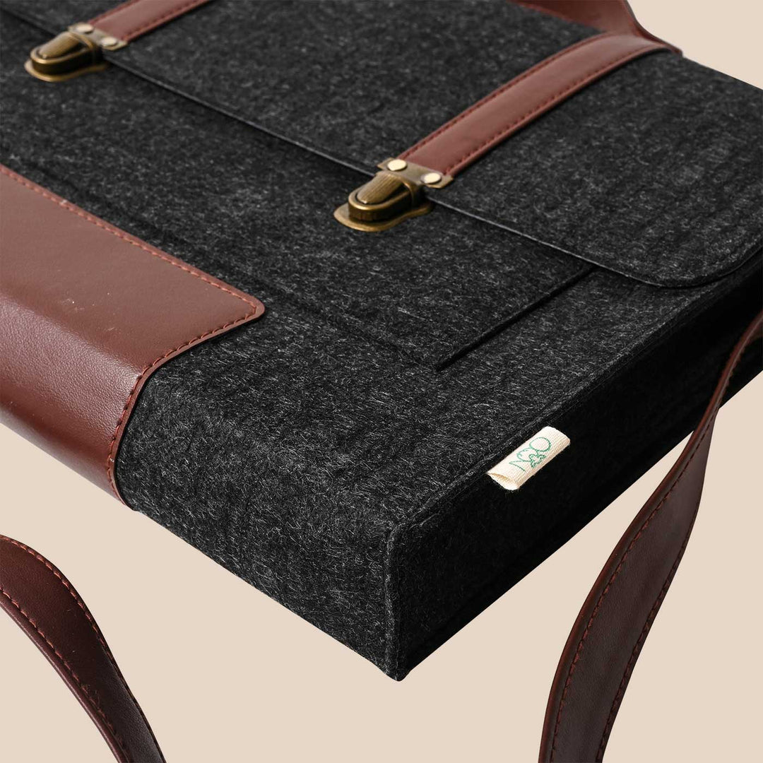 Eco-felt & Vegan Leather Laptop Bag