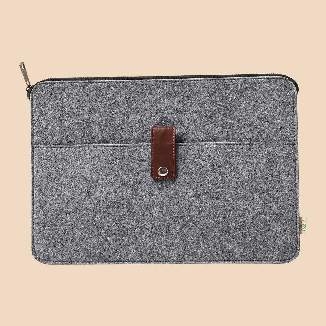 Eco-felt & Vegan Leather Laptop Sleeve