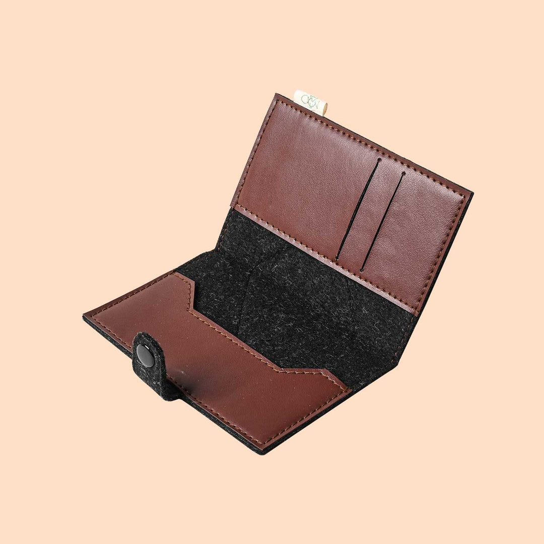 Eco-felt & Vegan Leather Passport Sleeve