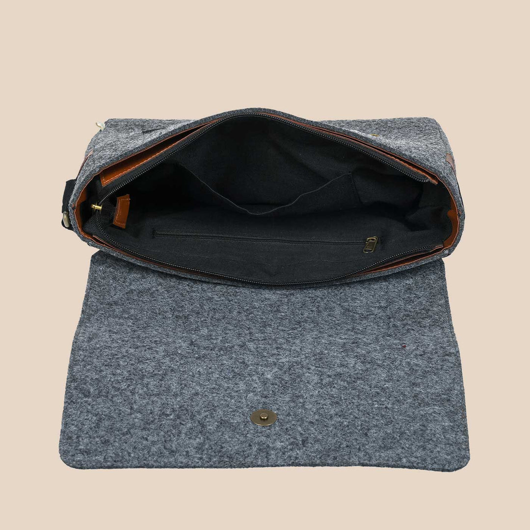 Eco-felt & Vegan Leather Sling Bag