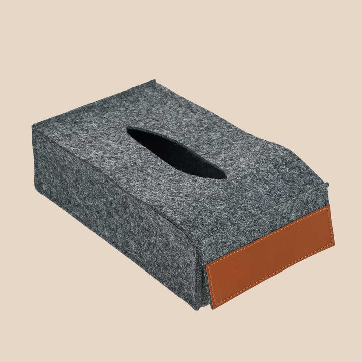 Eco-felt & Vegan Leather Tissue Box Cover