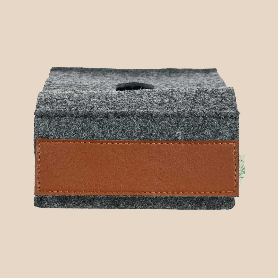 Eco-felt & Vegan Leather Tissue Box Cover