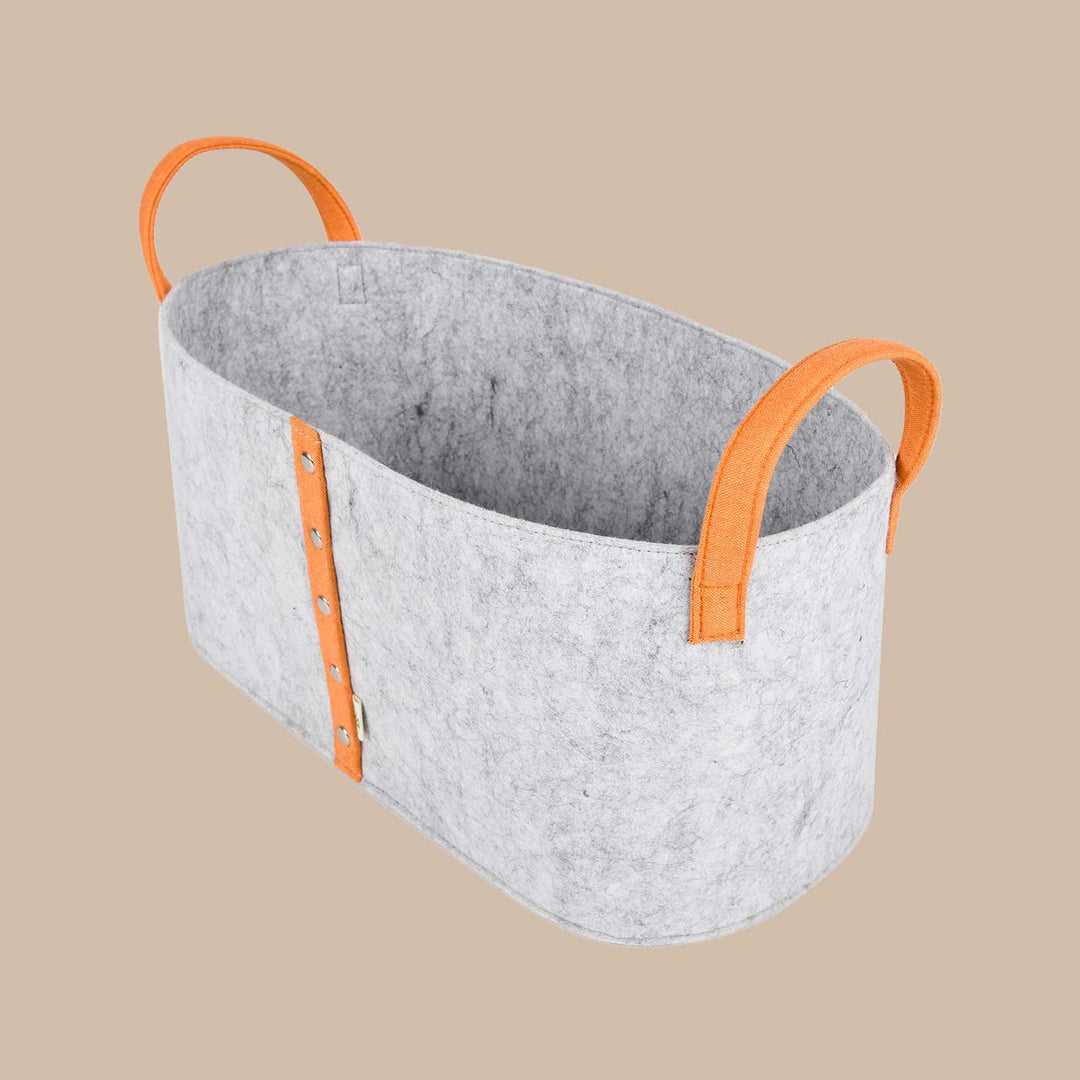 Eco-felt & Vegan Leather Storage Basket