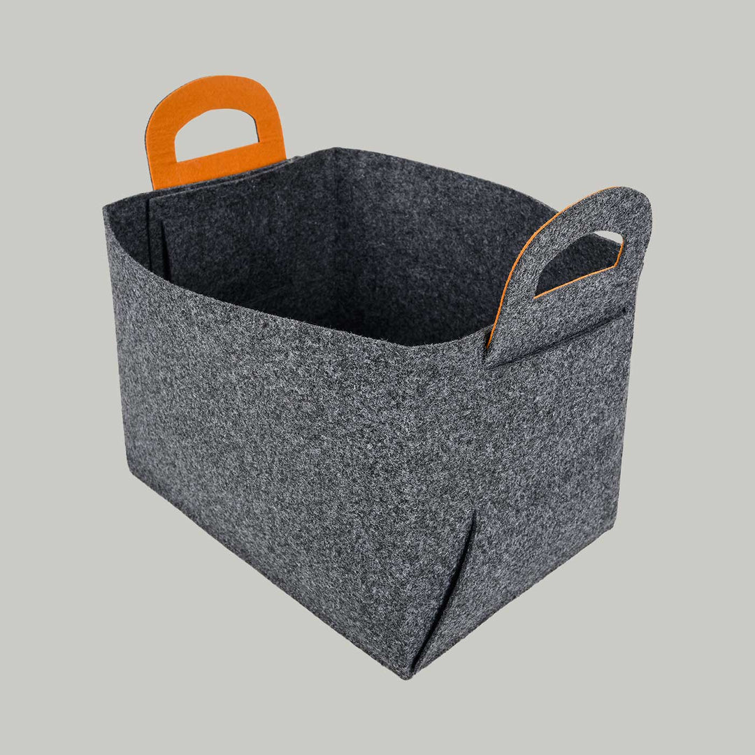 Eco-felt & Vegan Leather Storage Basket