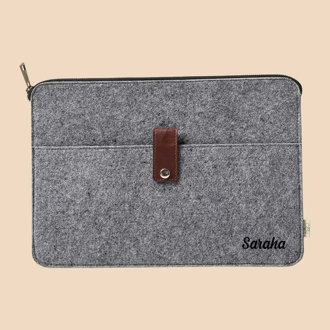 Eco-felt & Vegan Leather Laptop Sleeve