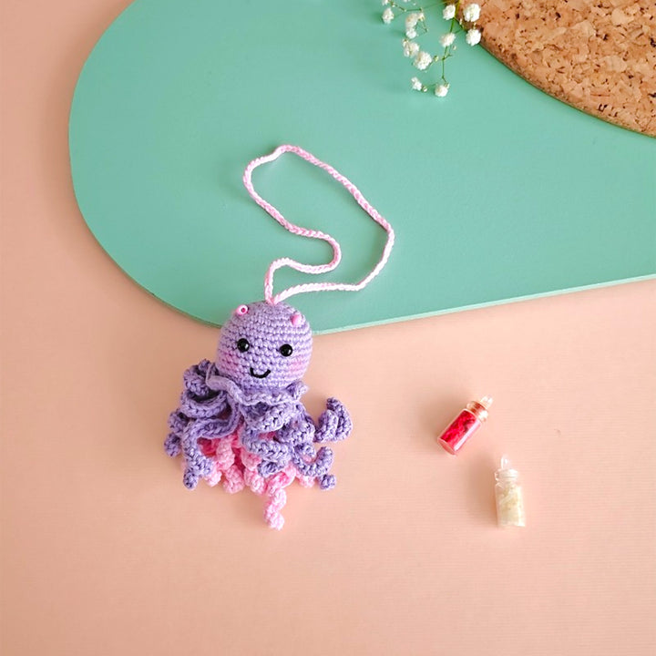 Handmade Crochet Oceanic Octopus Kids Lumba Rakhi For Girls With Roli Chawal