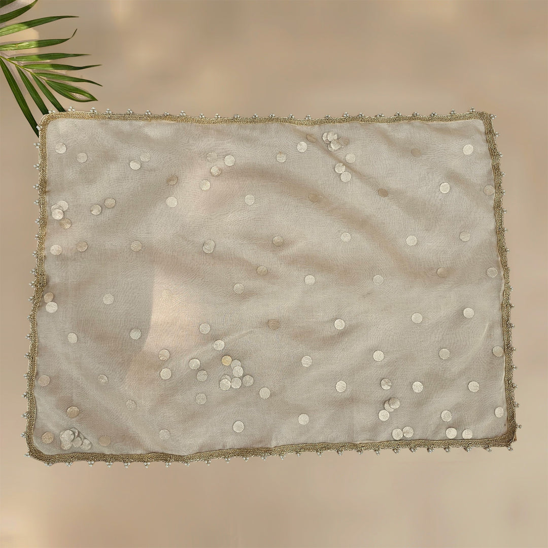 "Tikli" Organza Tray Cover With Shimmer Detail For Festive Decor