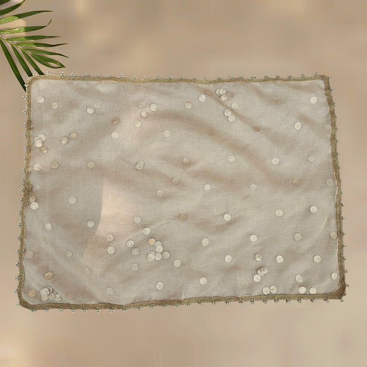 "Tikli" Organza Tray Cover With Shimmer Detail For Festive Decor