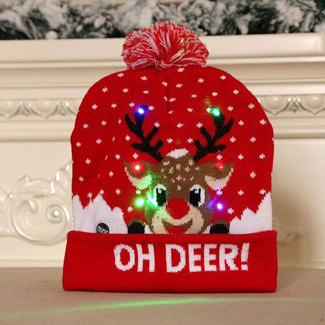 Handmade Oh Deer! Knit LED Beanie Cap With Light