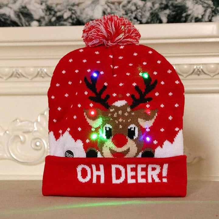 Handmade Oh Deer! Knit LED Beanie Cap With Light