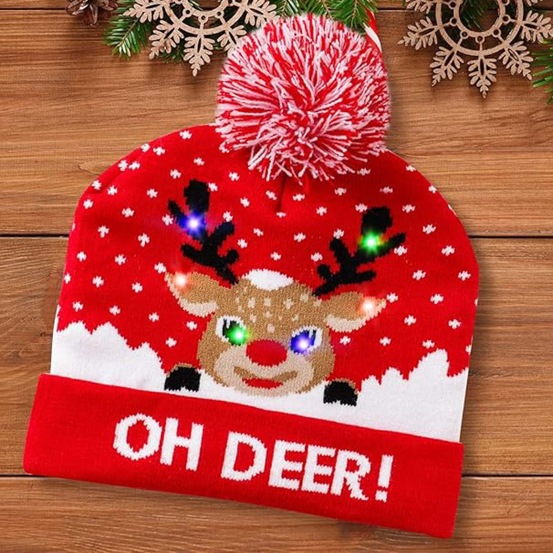 Handmade Oh Deer! Knit LED Beanie Cap With Light