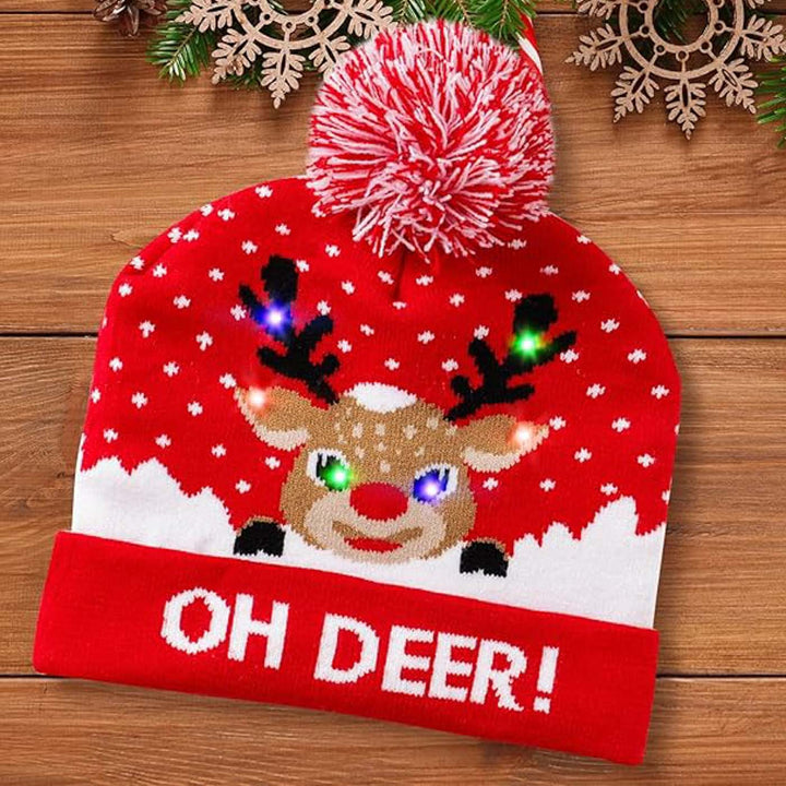 Handmade Oh Deer! Knit LED Beanie Cap With Light