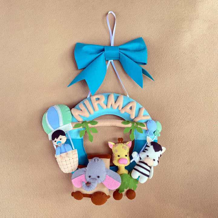 Personalized Kid's Jungle Themed Round Felt Nameplate