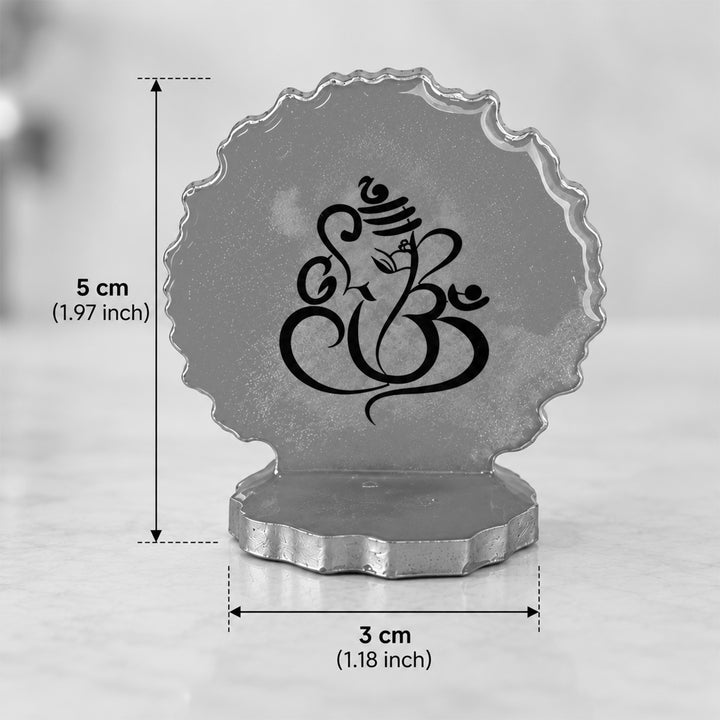 Orange Ombre Lord Ganesha Line Art Resin Tealight Holder with Gold Edge