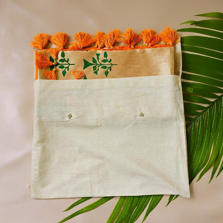 Handmade Marigold Flower Design Silk Table Runner
